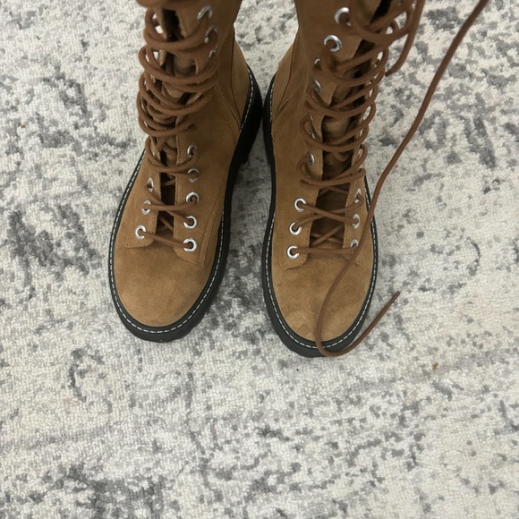 NWB Larroude Lara Knee High Combat Boot Tobacco - Picture 14 of 14